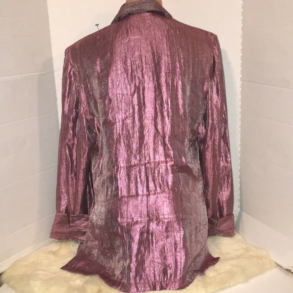 S&G Paris Metallic iridescent Silky Blouse Top L - Picture 9 of 13